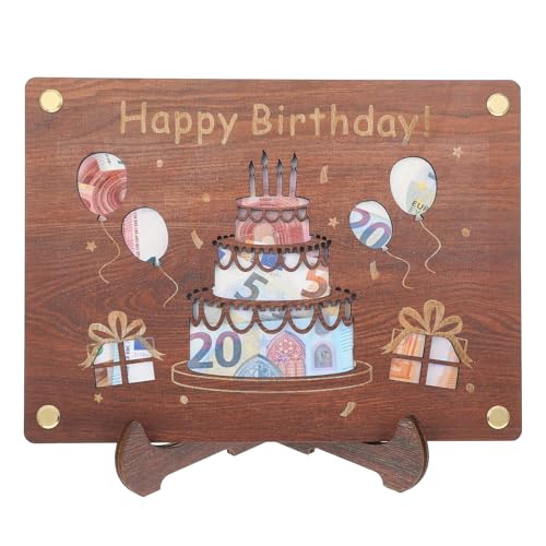 Yuanchu Hochzeit Geldgeschenk, Hochzeitsgeschenke Holzhalterung Wunscherfüller Geldgeschenke Geburtstag Woodland Mail Weltkarte Reisekasse Urlaubskasse Deko Weihnachten Ornamente(Happy birthday) von Yuanchu