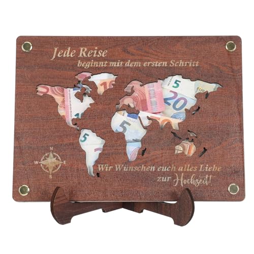 Yuanchu Hochzeit Geldgeschenk, Hochzeitsgeschenke Holzhalterung Wunscherfüller Geldgeschenke Geburtstag Woodland Mail Weltkarte Reisekasse Urlaubskasse Deko Weihnachten Ornamente(Weltkarte) von Yuanchu