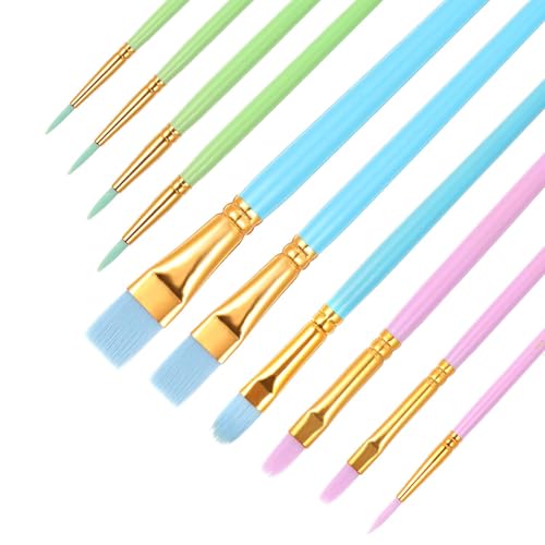 Yuanchu Pinselset Kinder, Künstler Pinsel Malen Nach Zahlen Erwachsene 20 St 9 Größen Premium Nylon Acrylfarben Pinsel Ölfarben Brush Set Feine Pinsel für Acryl Aquarell Miniaturen Modell Malerei von Yuanchu