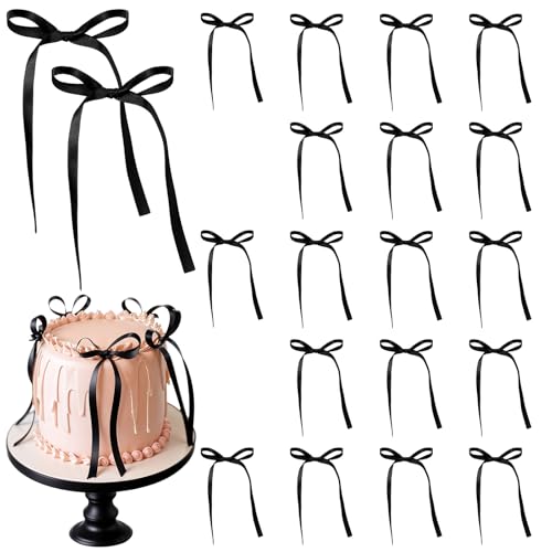 Yuanchu Schleifen für Kuchen, schwarz, 20 Stück, Geburtstagsdekoration, Schleife, Bänder, Kokette, schwarze Schleife, hoher Fuß, Tasse, Vintage-Ballon, Wand, Hochzeit, Party, Brautkuchen, Verlobung Yuanchu Schleifen für Kuchen, schwarz, 20 Stück, Geburtstagsdekoration, Schleife, Bänder, Kokette, schwarze Schleife, hoher Fuß, Tasse, Vintage-Ballon, Wand, Hochzeit, Party, Brautkuchen, Verlobung von Yuanchu