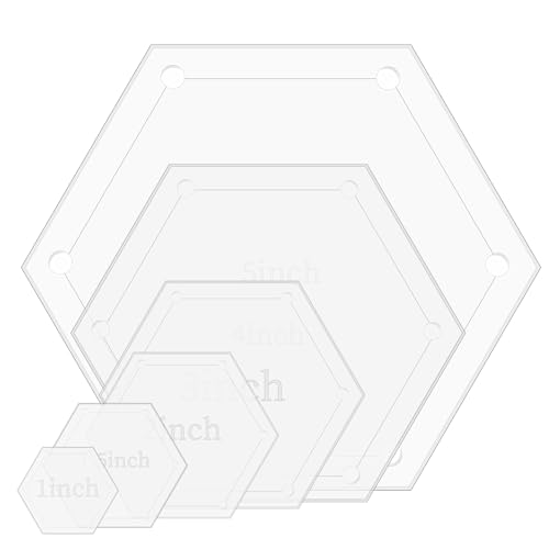Yuanchu Sechseckige Quiltvorlagen aus Acryl, 2,5 bis 12,7 cm, mit 1/4-Zoll-Naht-Zugabe, verschiedene Größen, Patchwork-Lineale, Quilt-Lineale und Vorlagen zum Nähen, Basteln, Schneiden, 6 Stück Yuanchu Sechseckige Quiltvorlagen aus Acryl, 2,5 bis 12,7 cm, mit 1/4-Zoll-Naht-Zugabe, verschiedene Größen, Patchwork-Lineale, Quilt-Lineale und Vorlagen zum Nähen, Basteln, Schneiden, 6 Stück von Yuanchu