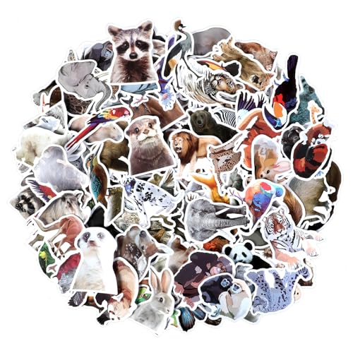 Yuanchu Sticker Tiere, Vinyl Aufkleber Tier Zoo 200 Stück Wasserfeste DIY Niedliche Scrapbook Ästhetische Laptop Stickers Skateboard Dekoration Fotoalbum Wasserflasche Sammelalbum Koffer von Yuanchu