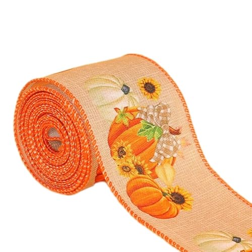 Kürbis-Gingham-Band, kariertes Band, 5 cm x 4,5 m Rolle, kariertes Band, Kürbis-Element-Band für Halloween-Dekoration, Haar-Accessoires, Geschenkverpackung (C) von Yuanpgky