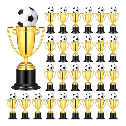 Yuattory 10 Stück Mini-Trophäen mit Mini-Fußball, Goldene Trophäe für Partygeschenke, Requisiten, Belohnungen von Yuattory