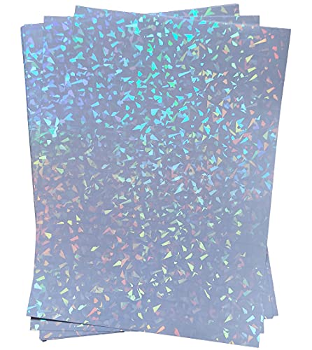 Gebrochenen Diamanten-20 Blatt A4 Größe Bedruckbares holografisches gebrochenen Diamanten Vinyl Wasserdichtes Aufkleberpapier Premium-Klebeblätter Tinte trocknet schnell für Tintenstrahl-/Laserdrucker von Yudeaner