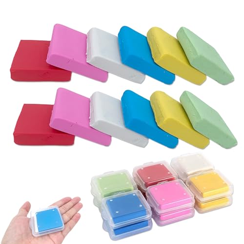 Knetradiergummis, 6 Farben Weich Knetbar Radiergummis, 12 Stück Radiergummi Knete, Radiergummi Knete, Knetgummi Radierer, Knetradiergummi Art Eraser, Mit transparenter Box von Yudobliss