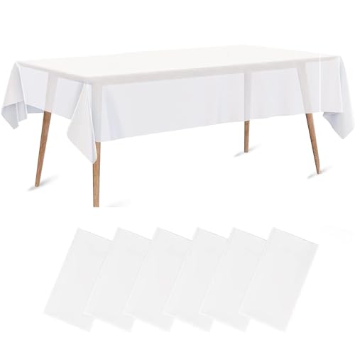 Tischdecke, Tischdecken für biertische,Tischdecke Kunststoff, Wasserdicht, Rechteckig Tischdecken, für Party Hochzeiten Haushalt Picknick Geburtstags, 6 Stück,Weiß, 137 x 274 cm von Yudobliss