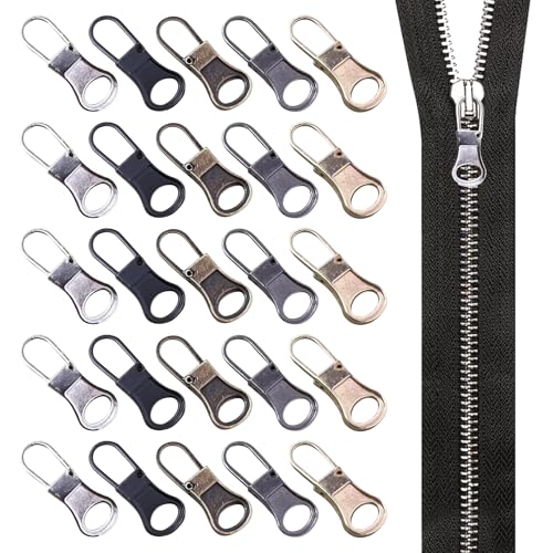 25 Stück Reißverschluss Zipper,Bunt Zipper für Reißverschluss,Reißverschluss Reparatur Replacement Set,Abnehmbare Reisverschluss-zipper Anhänger Metall,Abnehmbares Metallreißverschluss Ersatzzipper von YueJieSelected