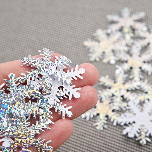 Stern Schneeflocke Konfetti Glitter Streusel Golden Stern Weihnachten Schneeflocken Metallisch Folie Sterne Pailletten für Weihnachtsschmuck, Hochzeit, Weihnachts Dekorationen (2-Silver, One Size) von YueYue