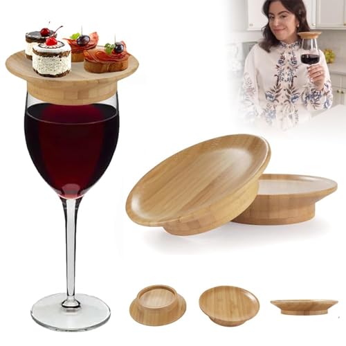 Wineglas Charcuterie Topper, Lustige Weinglas Charcuterie Aufsatz Set, Hölzerner Weinglas Aufsatz Untersetzer, 2024 Neuer Weinglas Aufsatz Vorspeisenteller, für Desserts, Getränke & Partyzubehör von YueYue