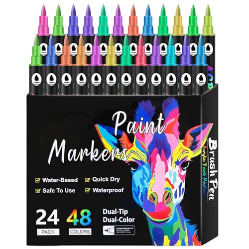 Yuecjian Direct Liquid Acrylfarbstifte, 24/48/72 Farben, Acrylfarben-Marker, doppelseitige Malstifte von Yuecjian