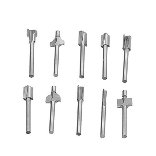 10pcs Router Bit Set großer Kapazitäts -Chip -Rille Nicht -Stick -Messer Hochgeschwindigkeit Stahl 1/8 Shank Mini Router Bit Set Spiral Schneiden Trimmbräucher -Mahlmaterial für von Yuecoom