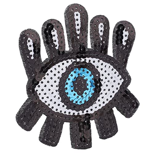 Yuecoom 10 Stück bestickte Aufnäher, große blaue Augen-Aufnäher für Kleidung, glitzernde Pailletten bestickt von Yuecoom