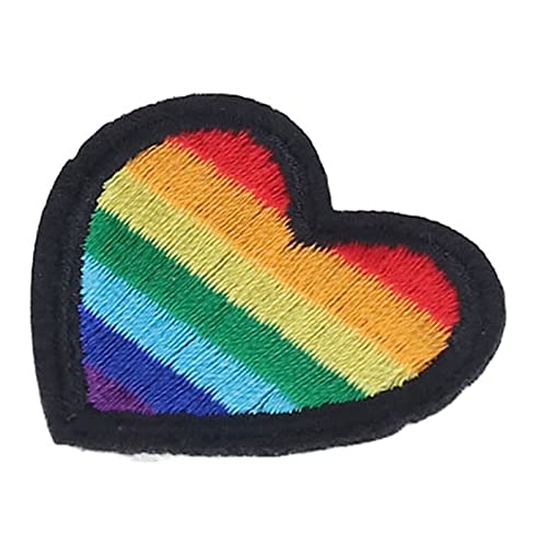 Yuecoom 6PCS Heart Applique Patches, Heart Iron on Patches, Rainbow Heart Patches for Sewing Embroidery Clothing Repair (Black Border) von Yuecoom