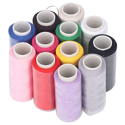 Yuecoom Nähgarn, Haushalt, 12 Farben, 250 Yards, handgefertigtes Polyester-Nähgarn, DIY Nähen, Stickerei, Quilt-Werkzeug-Set von Yuecoom