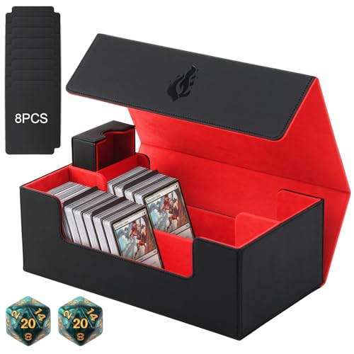 Kartendeck-Etui für Sammelkarten 1150+, Sammelkarten Aufbewahrungsbox mit 8 Kartenteilern und Würfelbox, Leder Magnetverschluss Commander Aufbewahrungsbox passt für YuGiOh, MTG und Sportkarten von Yuehuam