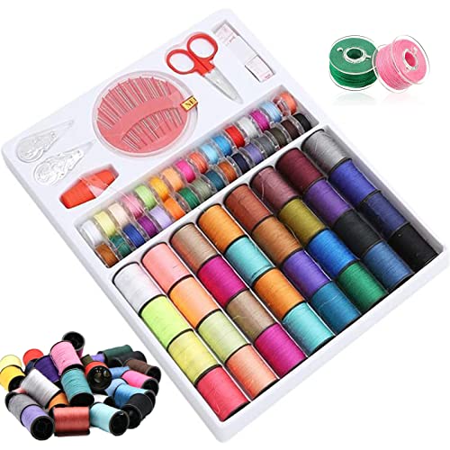 Nähset Grundausstattung, Yueser Nähset Reise Nähset Mini Nähzeug Nähkästchen mit Inhalt Nähzubehör für Nähmaschine Sewing Kit Nadel und Faden Set Nähgarn Set mit 32 Spulen Maßband Schere Fingerhüte von Yueser