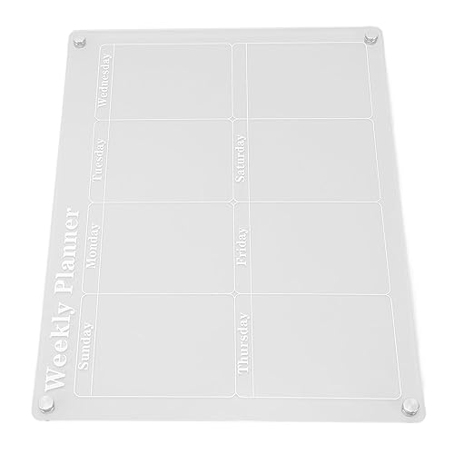 Planungstafel, Zeitplantafel, klares Acryl, wiederverwendbar, Schreibmagnetblock, trocken abwischbare Tafel mit Marker, Radiergummi für Kühlschrank (Weekly Schedule) von Yuezhongoo