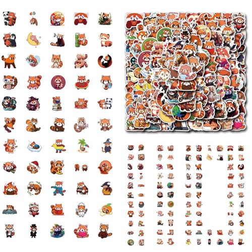 110 Stück Roter Panda Aufkleber, Roter Panda Aufkleber Für Wasserflasche, Funny Animal Waterproof Sticker Pack, Laptop, Telefon, Gepäck, Skateboard Aufkleber Für Erwachsene, Teenager, Mädchen, Kinder von Yugugomo