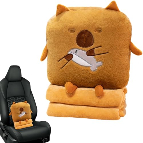 Yugugomo Capybara Plüsch, Capybara Stofftier - Plushies Cartoon-Wurfkissen mit Decke | Niedliches Kuschelkissen, Kuscheltiere, Handwärmer zum Lesen, Schlafen, Arbeiten von Yugugomo