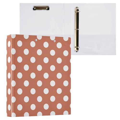 3-Ring-Ordner 3,8 cm weiß braun Retro Polka Dots Orange mit Klemmbrett 1 Packung Collegebinder für Studenten 200 Blatt von Yuiboo