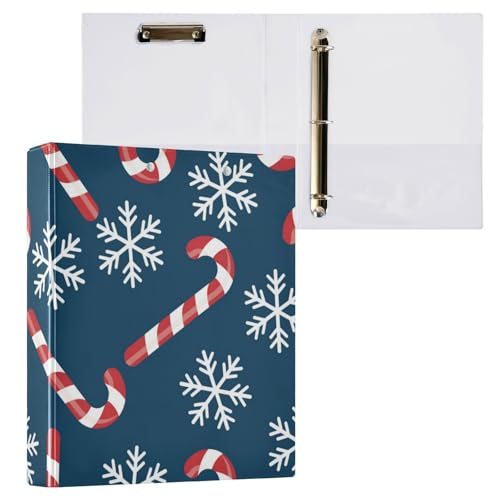 3 Ringbinder, 3,8 cm, Weihnachts-Süßigkeitenstangen, Schneeflocken mit Klemmbrett, 1 Packung, Collegeordner für Studenten, 200 Blatt von Yuiboo