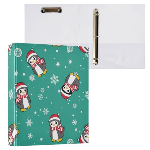 3-Ringbuch 1 und 1/2 Zoll Weihnachten Schneeflocken Pinguins Grün mit Taschen 1 Packung Schulbedarf 200 Blatt von Yuiboo