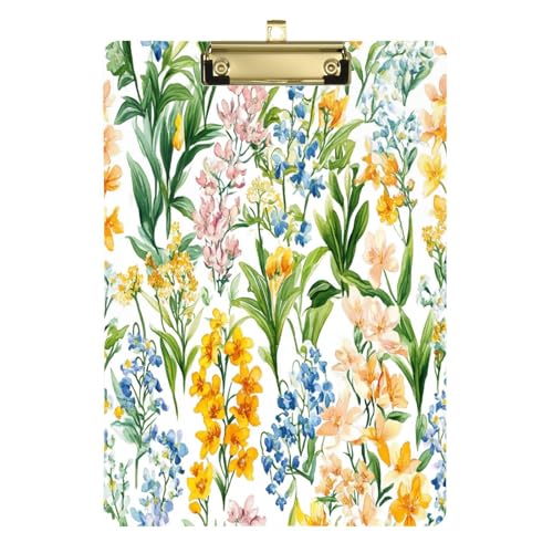 Acryl-Klemmbretter Finnland Lily Valley Beauty Sommer Blumen Standard A4 Briefgröße Klemmbretter für Lehrer High School 12 x 9 mit Metallclip von Yuiboo