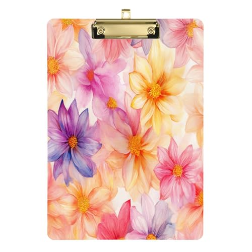 Acryl-Klemmbretter Mexiko Dahlie Pinnata Schönheit Sommer Blumen Wasserdicht Papierkram Klemmbrett für Lehrer Krankenpflege 30,5 x 22,9 cm mit Metallclip von Yuiboo