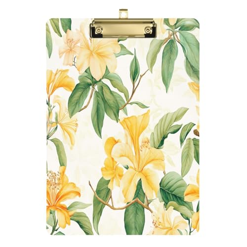 Büro-Klemmbretter Brasilien Golden Trompete Baum Schönheit Sommer Blumen Kunststoff Klemmbrett Papierblock für das erste Jahr Lehrer Must Haves 12 x 9 mit Metallclip von Yuiboo