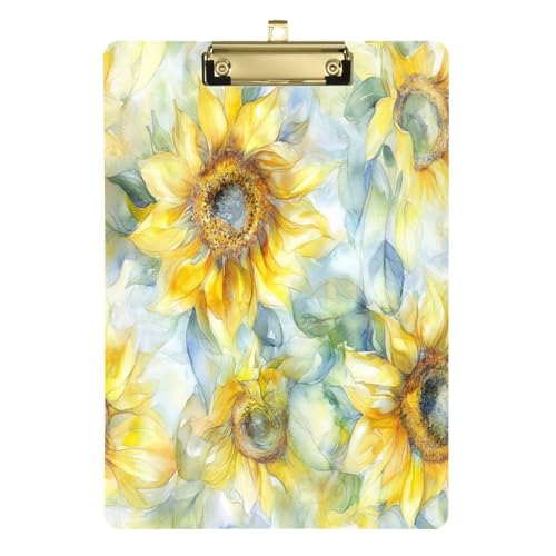 Büro-Klemmbretter Ukraine Sonnenblume Schönheit Sommer Blumen A4 Papier Blatt Zeichnung Klemmbrett für Polizei Büro Krankenschwester Fußball Trainer 12 x 9 mit Metallclip von Yuiboo