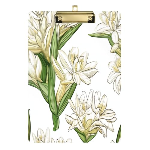 Bulk Clipboards Kuba White Ginger Lily Beauty Summer Flowers Standard A4 Letter Size Klemmbrett Physiotherapie für Lehrer, Studenten, Arzt, Krankenschwester, 30,5 x 22,9 cm, mit Metallclip von Yuiboo