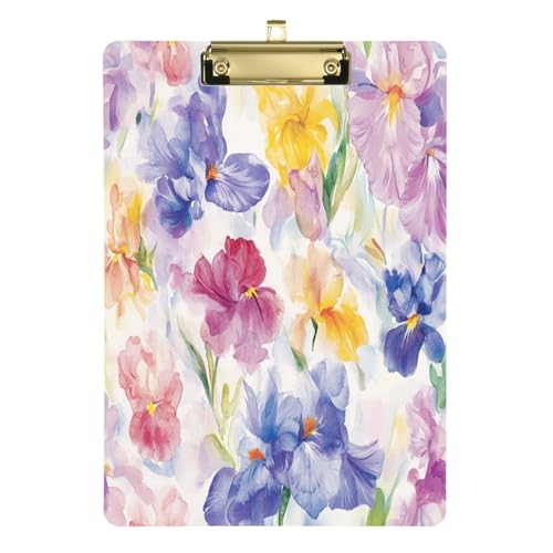 Clipboard Cute Brussels Iris Pseudacorus Beauty Summer Flowers Standard A4 Letter Size Nurse Clip Board for Soccer Truck Driver 12 x 9 with Metal Clip von Yuiboo