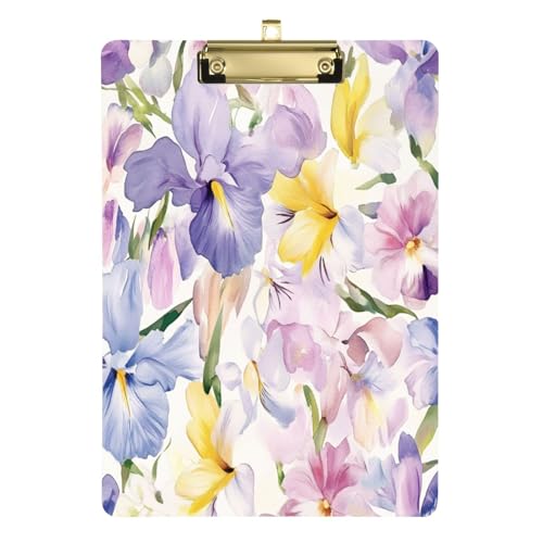 Klemmbrett Clip Brüssel Iris Pseudacorus Schönheit Sommer Blumen Wasserdicht Klassisch Klemmbrett für Krankenschwestern Hausbauunternehmer 12 x 9 mit Metallclip von Yuiboo