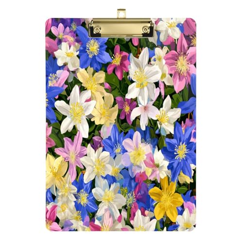 Klemmbrett Niedliche Schönheit Frühling Blumen Colorado Blue Columbine A4 Papier Blatt Padfolio Klemmbrett Ordner für Volleyball Baseball Trainer 30,5 x 22,9 cm mit Metallclip von Yuiboo