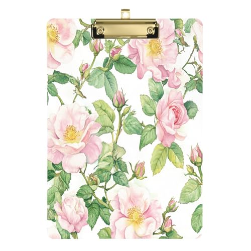 Klemmbrett Niedliche USA Rose Schönheit Sommer Blumen A4 Papier Blatt Büro Klemmbrett für Softball Trainer 30,5 x 22,9 cm mit Metallclip von Yuiboo