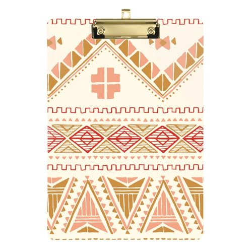 Klemmbrett Niedliches Tribal Bohemian Beige Gelb Wasserdichtes Klemmbrett Große Größe für Fußball Softball Coaching 30,5 x 22,9 cm mit Metallclip von Yuiboo