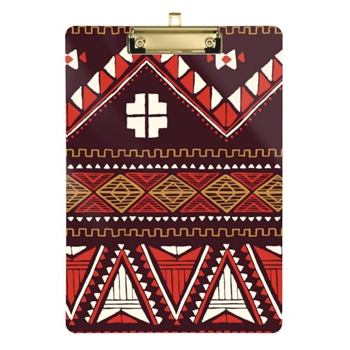 Klemmbrett Niedliches Tribal Bohemian Retro Rot Wasserdicht Legal Größe Klemmbrett für Schüler Lehrer 30,5 x 22,9 cm mit Metallclip von Yuiboo