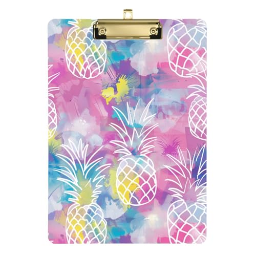 Klemmbrett Ordner Aquarell Früchte Kritzelei Ananas Lila Pfirsich Acryl Ingenieur Klemmbrett für Softball-Trainer 30,5 x 22,9 cm mit Metallclip von Yuiboo