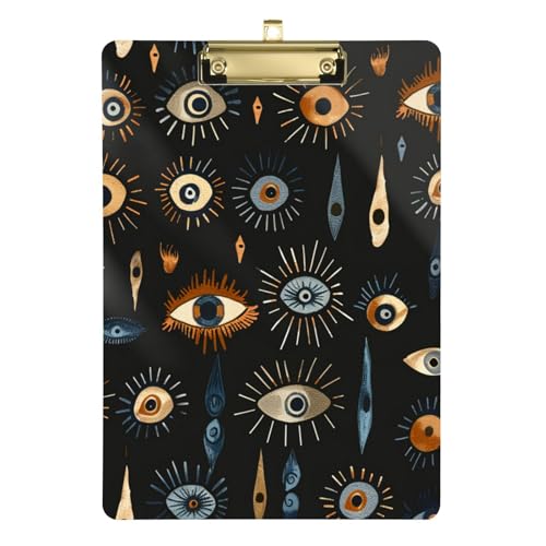 Klemmbrett Ordner Cartoon Böse Augen Beige Deep Navy Standard A4 Briefgröße Form Klemmbrett für Lehrer High School 12 x 9 mit Metallclip von Yuiboo