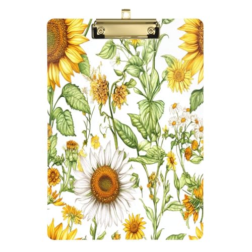 Klemmbrett Ordner Ukraine Sonnenblume Schönheit Sommer Blumen A4 Papier Blatt Quittung Klemmbrett für Fußball Softball Coaching 12x9 mit Metallclip von Yuiboo