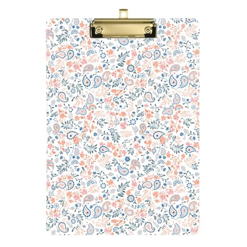 Klemmbrett Stillen Vintage Bauernhaus Floral Paisley A4 Papier Blatt Klemmbrett Portfolio für Lehrer Student Arzt Krankenschwester 30,5 x 22,9 cm mit Metallclip von Yuiboo