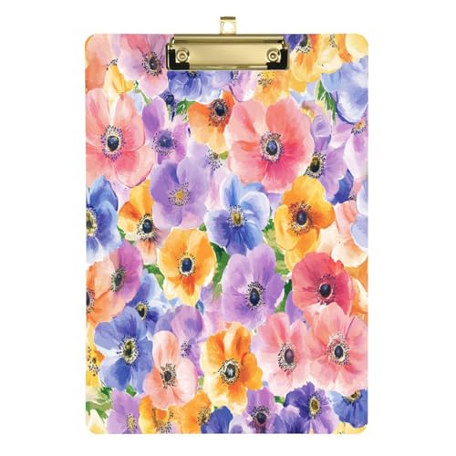 Kunst-Klemmbrett Israel Anemone Coronaria Beauty Sommer Blumen Wasserdicht Padfolio Klemmbrett Ordner für Volleyball Baseball Trainer 30,5 x 22,9 cm mit Metallclip von Yuiboo