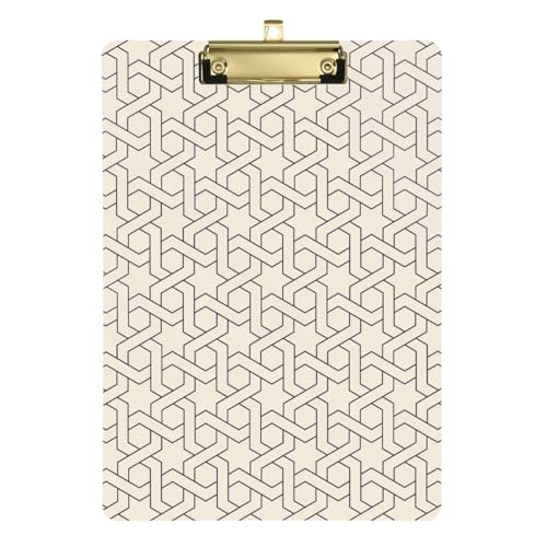 Kunststoff-Klemmbrett Retro Geometrisch Beige Kunststoff Krankenschwestern Klemmbrett für Lehrer Student Arzt Krankenschwester 30,5 x 22,9 cm mit Metallclip von Yuiboo