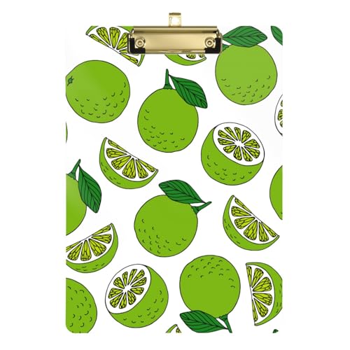 Kunststoff-Klemmbretter Grün Limetten Weiß A4 Papierbogen Padfolio Klemmbrett Ordner für Lehrer, Studenten, Arzt, Krankenschwester, 30,5 x 22,9 cm, mit Metallclip von Yuiboo