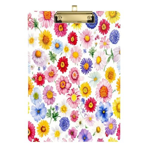 Medizinisches Klemmbrett Brüssel Iris Pseudacorus Beauty Sommer Blumen Kunststoff Klemmbrett mit Haken zum Aufhängen für Krankenschwestern Hausbauunternehmer 12 x 9 mit Metallclip von Yuiboo