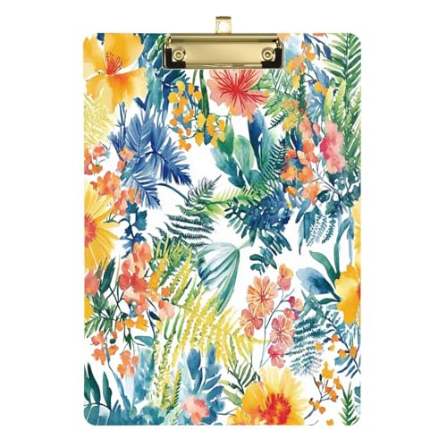 Medizinisches Klemmbrett Neuseeland Silber Farn Schönheit Sommer Blumen A4 Papier Blatt Klemmbrett Ingenieur für Frauen Basketball Trainer 30,5 x 22,9 cm mit Metallclip von Yuiboo