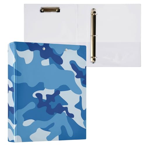 Notizbuch, Ringbuch, 3,8 cm, Blau, Camouflage, mit Klemmbrett, 1 Packung, Schulbedarf, Hardcover von Yuiboo