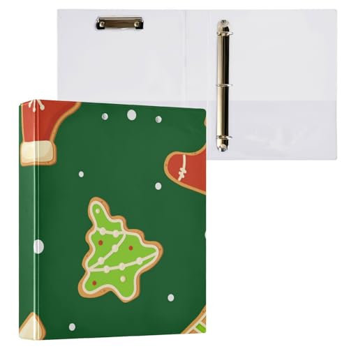 Notizbuch, runde Ringe, 3,8 cm, Weihnachtslebkuchen, Kekse, Urlaub, Grün, mit Klemmbrett, 1 Packung, Schulbedarf, Hardcover von Yuiboo