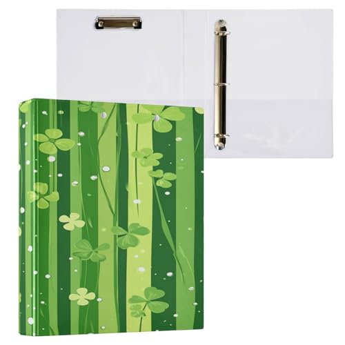 Notizbuch mit drei Ringen, 3,8 cm, St. Patrick's Day, Glücksklee mit Klemmbrett, 1 Packung, Ordner für die Schule, Hardcover von Yuiboo